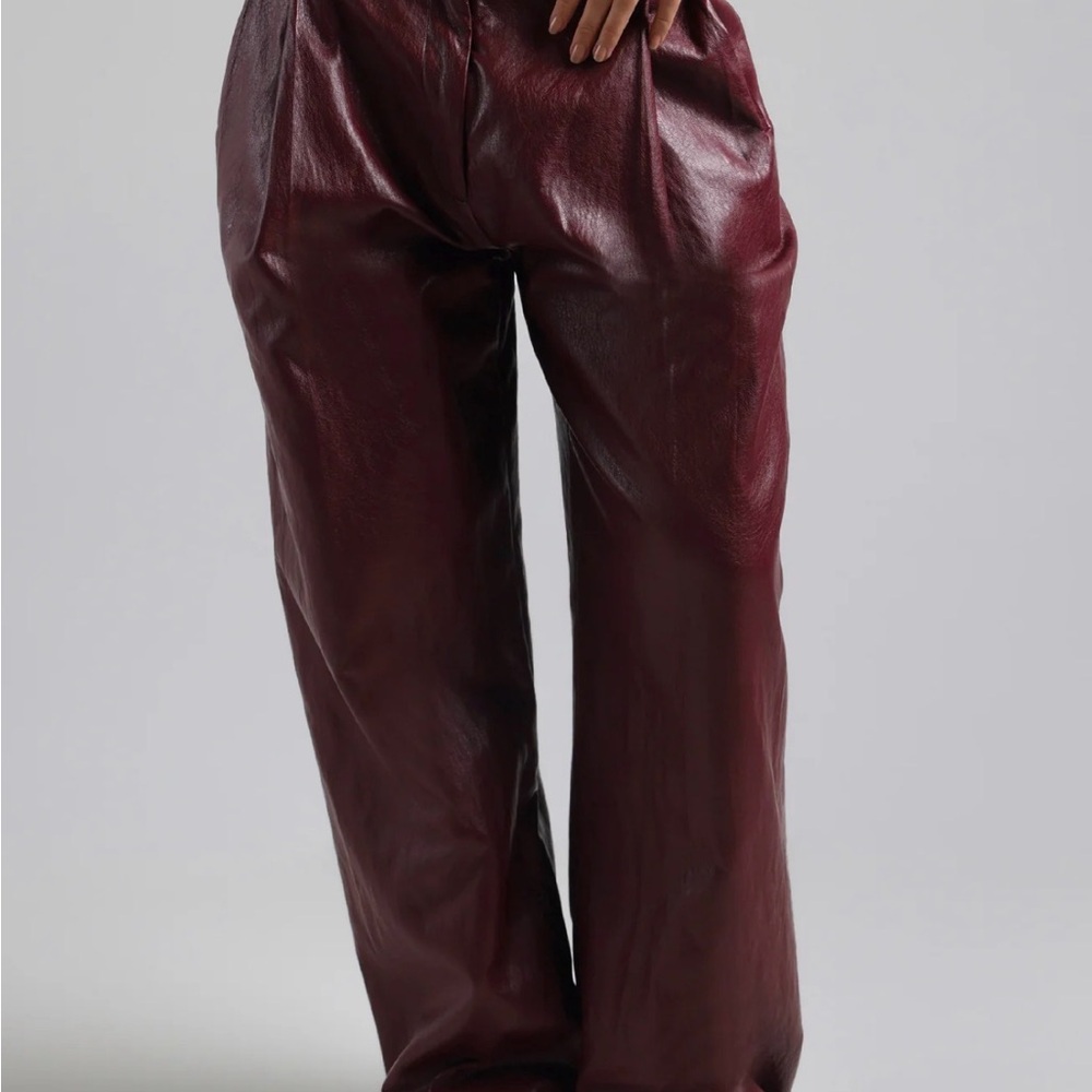 Women's Burgundy Leather Trousers (long)